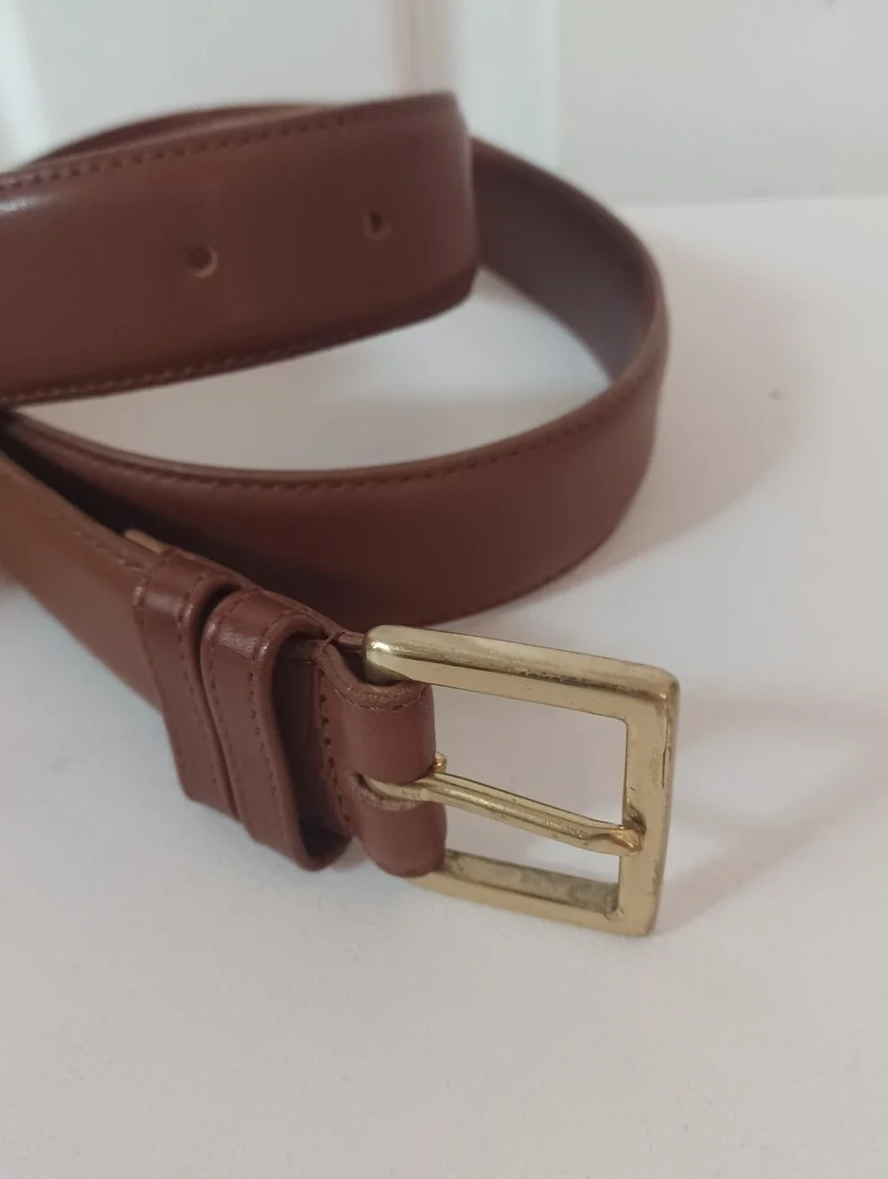 Vintage Coach British Tan Leather Belt Solid Brass Buckle Size 32